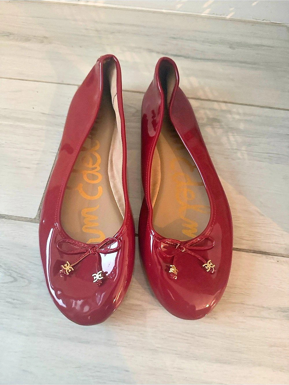 Sam Edelman Felicia Ballet Flat Patent Bow Flats in Red 11